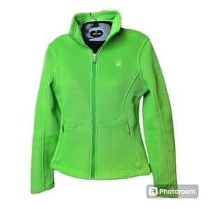 Spyder Endure Neon Green Mock Neck Fleece Lined Full Zip Jacket